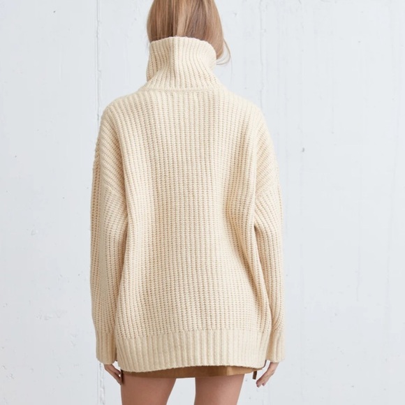 NWT Oak + Fort Chunky Turtleneck Sweater Oatmeal XXS/XS - Picture 2 of 16